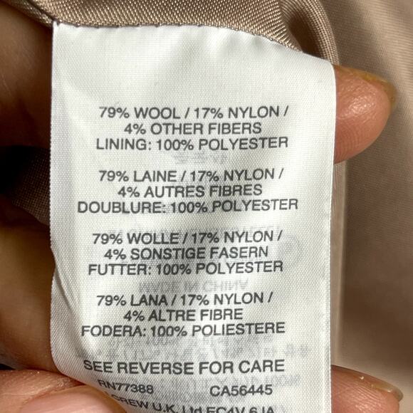 J. Crew Melton Wool Blend Pea Coat Women 4T 4 Tall Beige Lined Classic Preppy - Picture 8 of 16